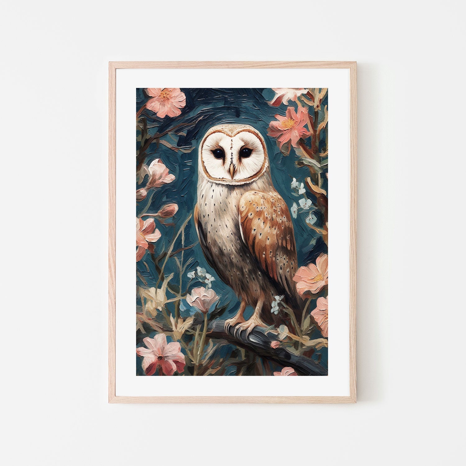 Original handmade framed owl on sale print