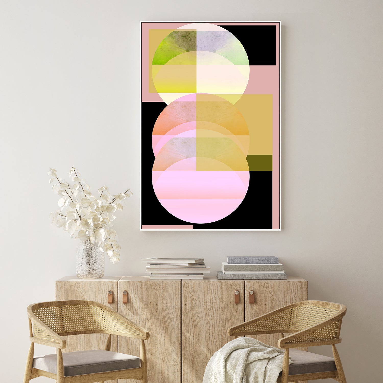 wall-art-print-canvas-poster-framed-Pink Crescent Moon, Style A , By Cartissi-7