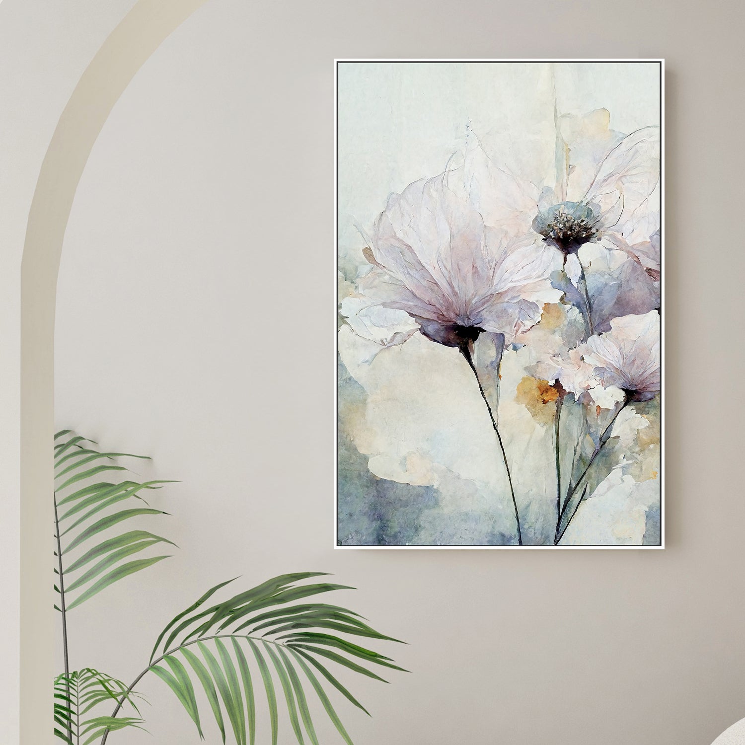 wall-art-print-canvas-poster-framed-Pink Floral Impressions , By Leah Mclean-2