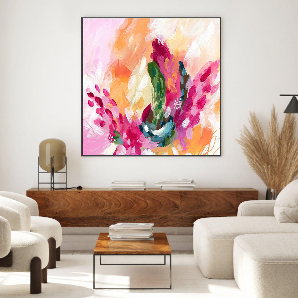 Emotions in Color Abstract on sale 1813. Green Orange Pink Abstract Art, Large Abstract Colorful Canvas Art Print up to 48