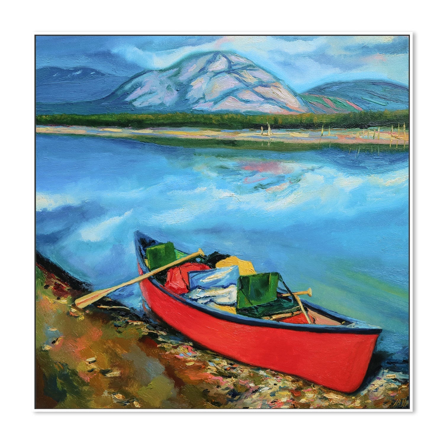 wall-art-print-canvas-poster-framed-Red Canoe , By Ieva Baklane-GIOIA-WALL-ART