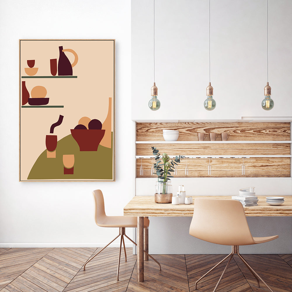 wall-art-print-canvas-poster-framed-Red Minimal Kitchen, By Margaux Fugier-GIOIA-WALL-ART