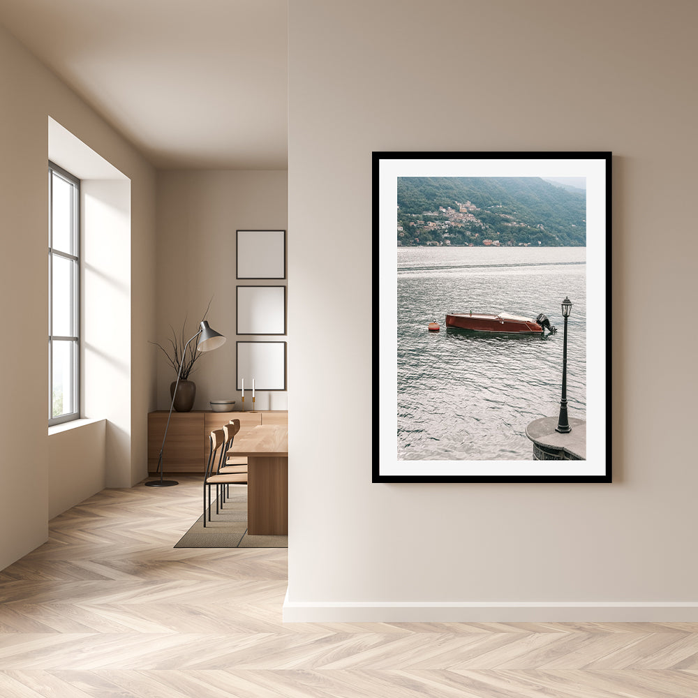 wall-art-print-canvas-poster-framed-Riva Boat Stop, Lake Como, Italy , By Carla & Joel Photography-GIOIA-WALL-ART