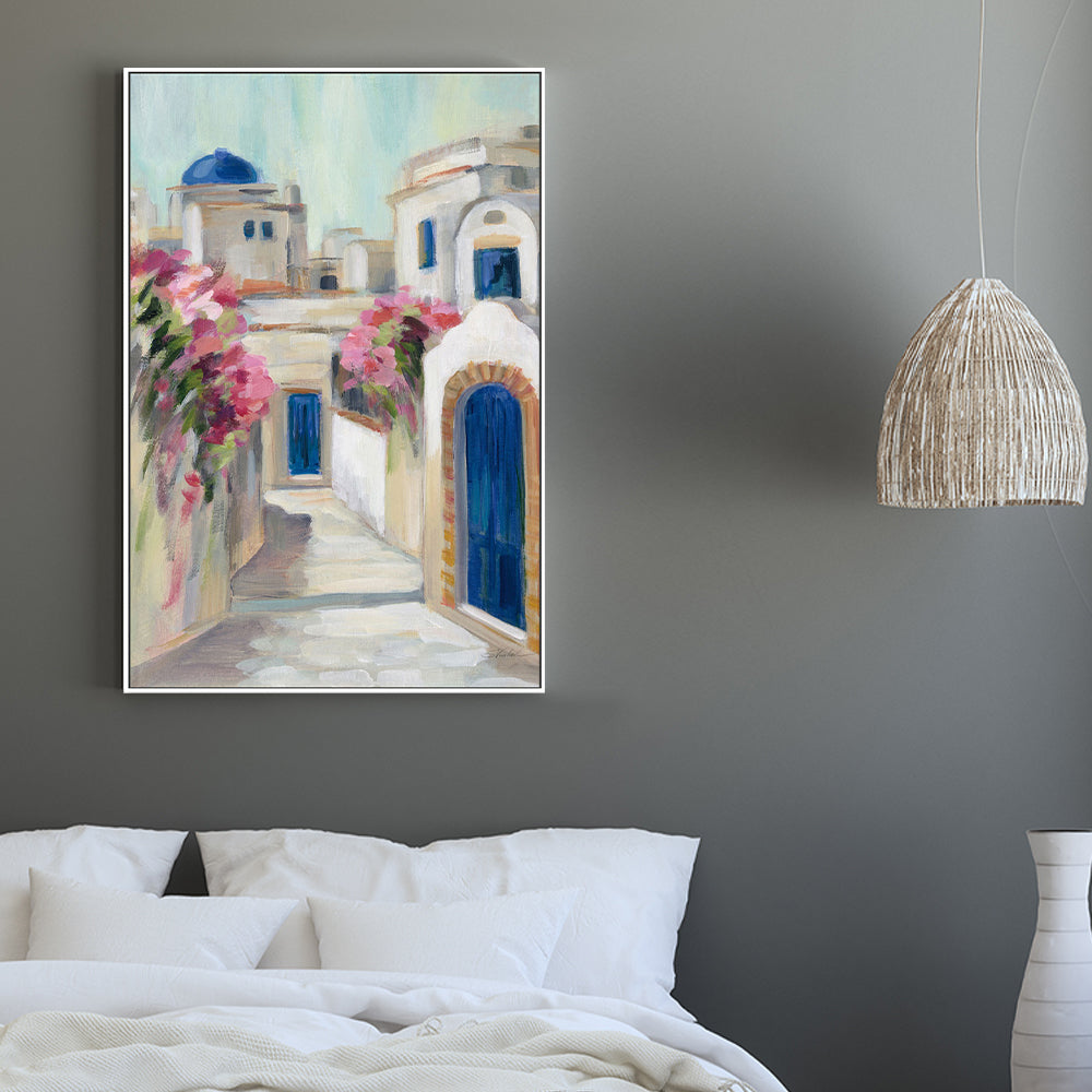 wall-art-print-canvas-poster-framed-Santorini Street, Style A-by-Silvia Vassileva-Gioia Wall Art