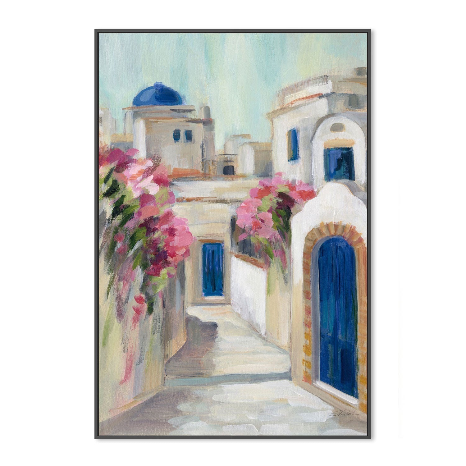 wall-art-print-canvas-poster-framed-Santorini Street, Style A-by-Silvia Vassileva-Gioia Wall Art