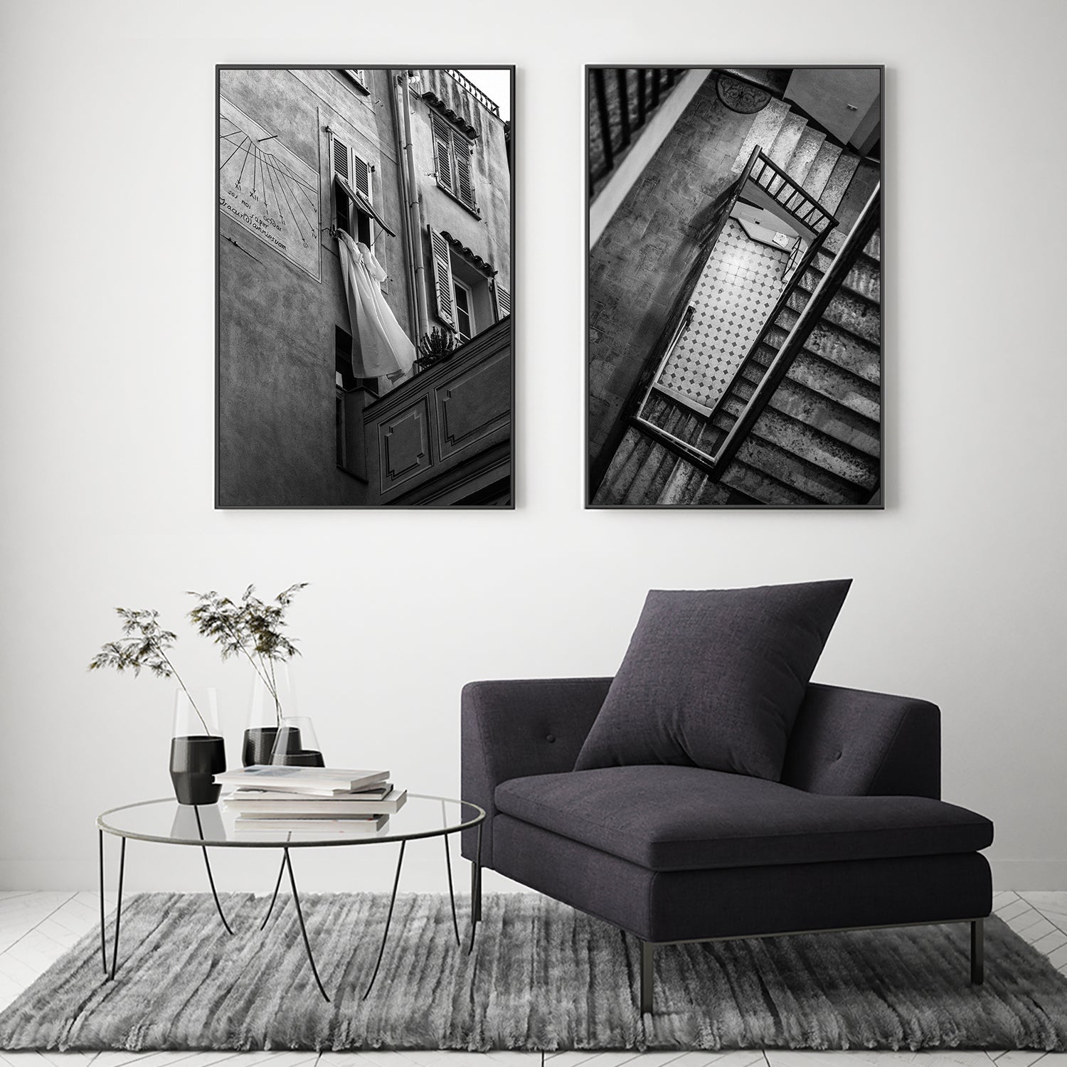 wall-art-print-canvas-poster-framed-Sheets and Staircase, Set Of 2-by-Jovani Demetrie-Gioia Wall Art