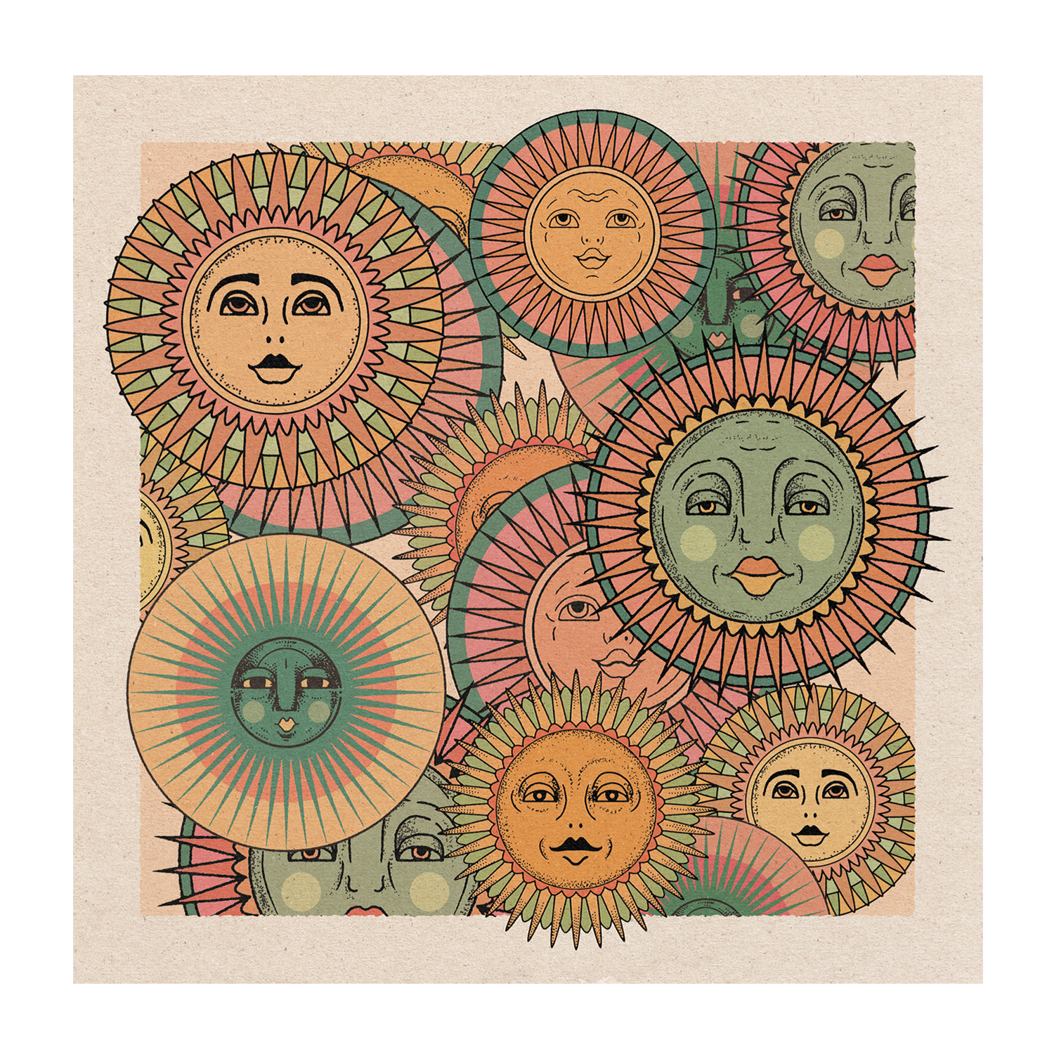 wall-art-print-canvas-poster-framed-Sun Faces , By Cai & Jo-1