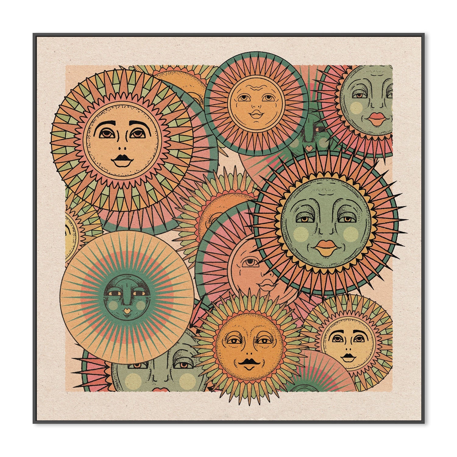 wall-art-print-canvas-poster-framed-Sun Faces , By Cai & Jo-3