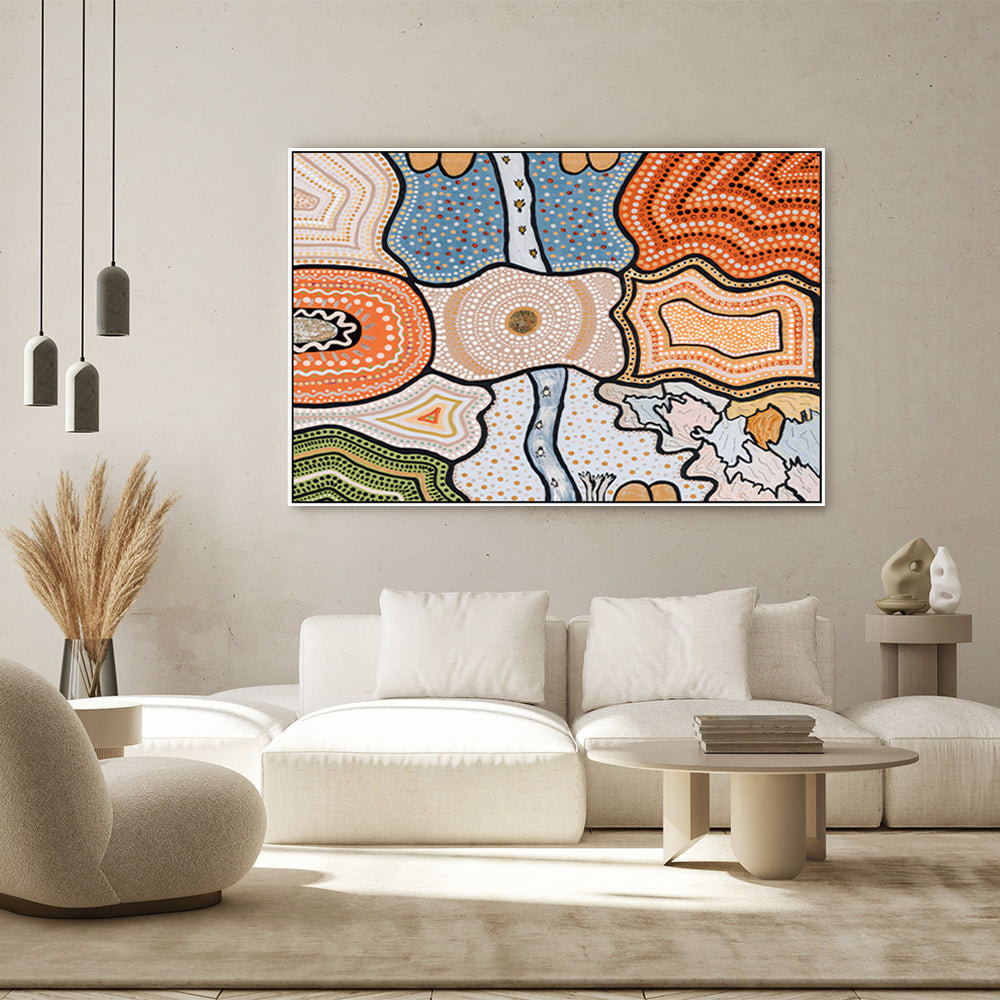 wall-art-print-canvas-poster-framed-The Dreaming, Style F, Shades Of Orange And Blue , By Tahni Derbin-GIOIA-WALL-ART