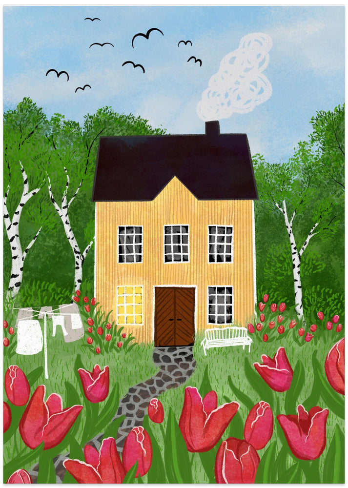 wall-art-print-canvas-poster-framed-The Tulip House Yellow , By EMELIEmaria-1