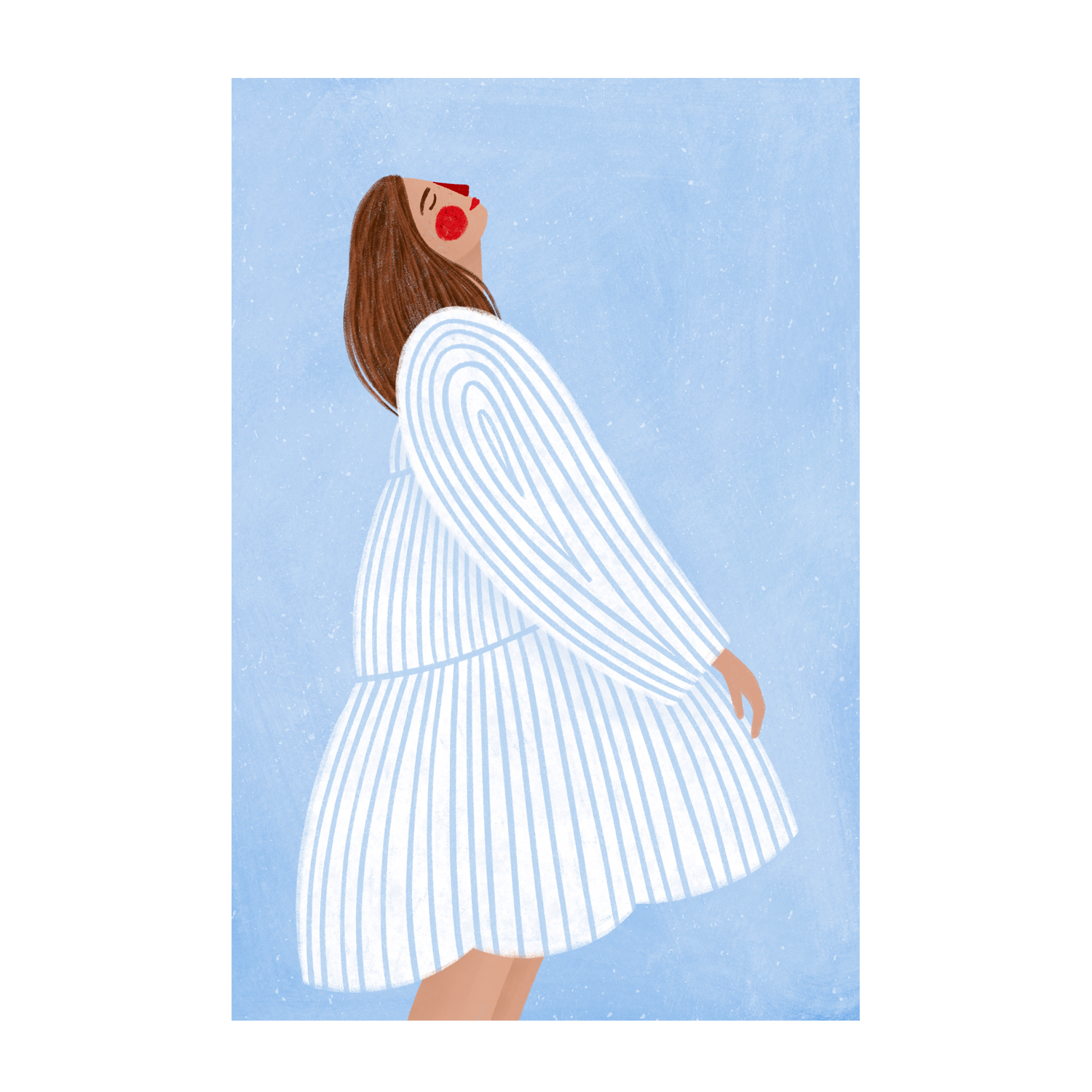 The Woman With The Blue Stripes , By Bea Muller |Wall Art Print Framed