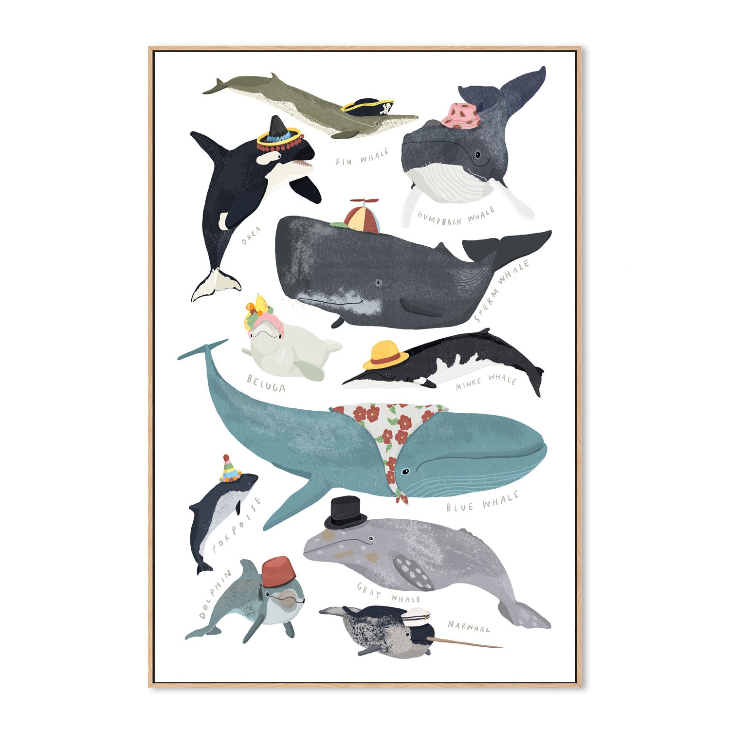wall-art-print-canvas-poster-framed-Whales In Hats, By Hanna Melin-GIOIA-WALL-ART