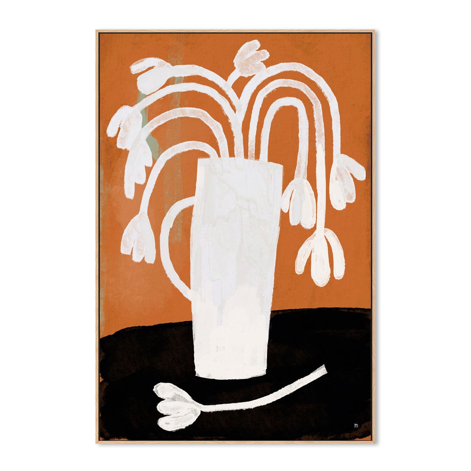 wall-art-print-canvas-poster-framed-White Flowers Vase Still Life , By Marco Marella-4