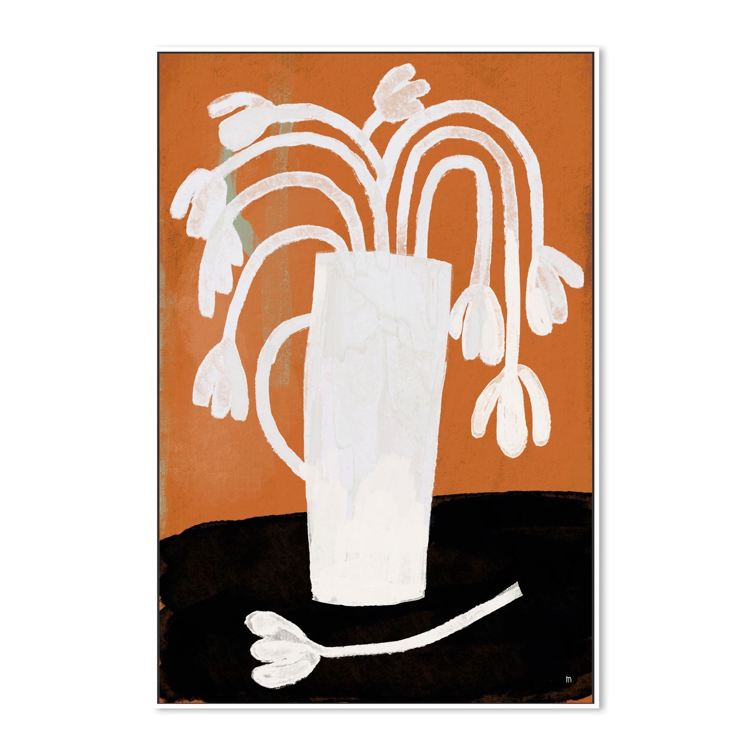 wall-art-print-canvas-poster-framed-White Flowers Vase Still Life , By Marco Marella-5