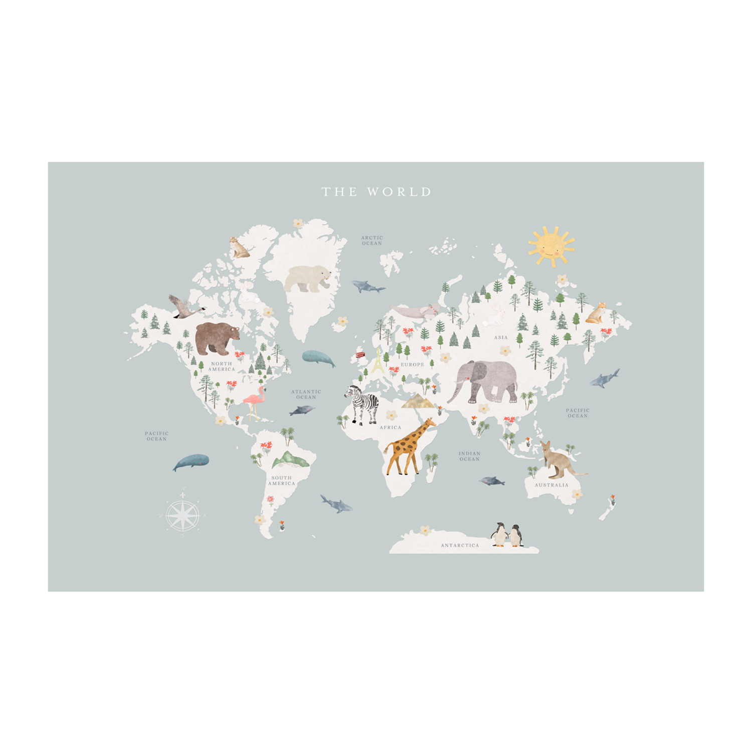 wall-art-print-canvas-poster-framed-WORLD MAP , By Leah Straatsma-1