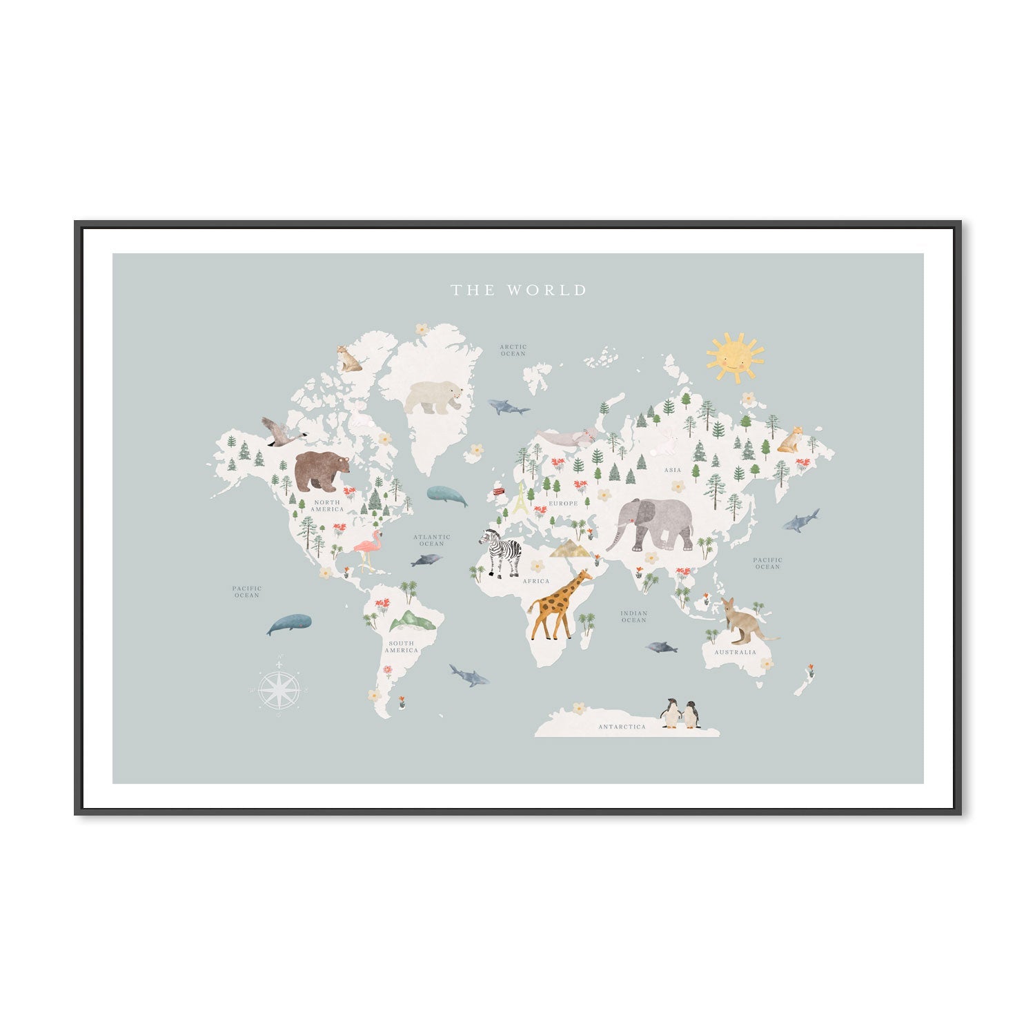 wall-art-print-canvas-poster-framed-WORLD MAP , By Leah Straatsma-3