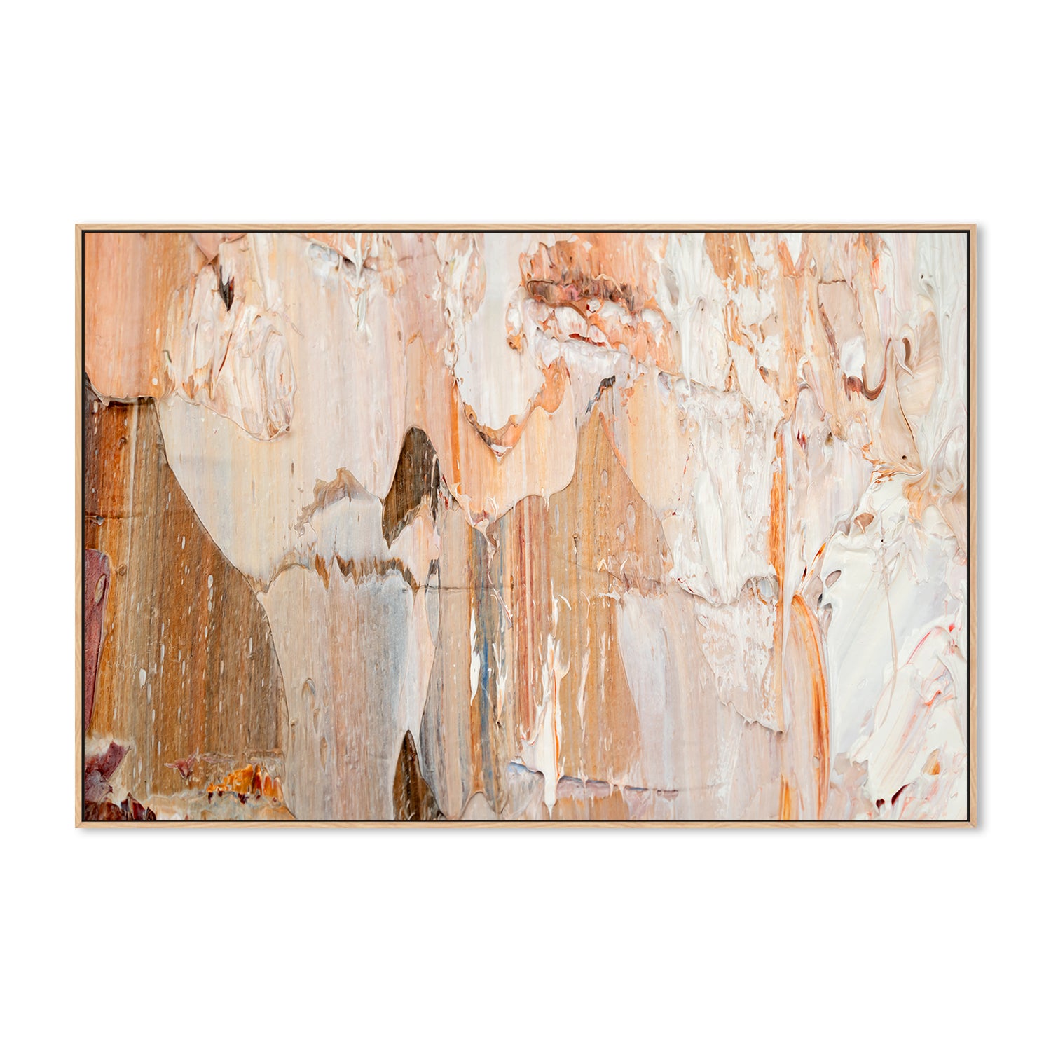 Peach and White Abstract , Hand-painted Canvas