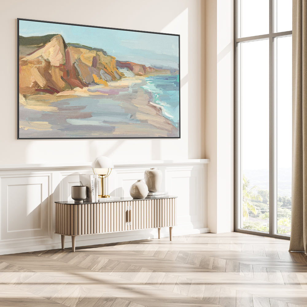 Abstract Beach In Muted Colours , Hand-painted Canvas