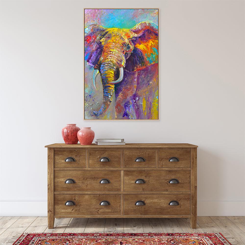 Colourful Elephant  , Hand-painted Canvas