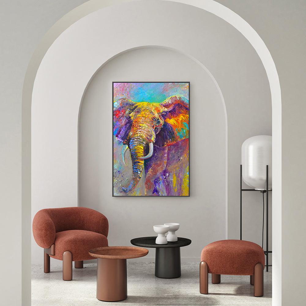 Colourful Elephant  , Hand-painted Canvas