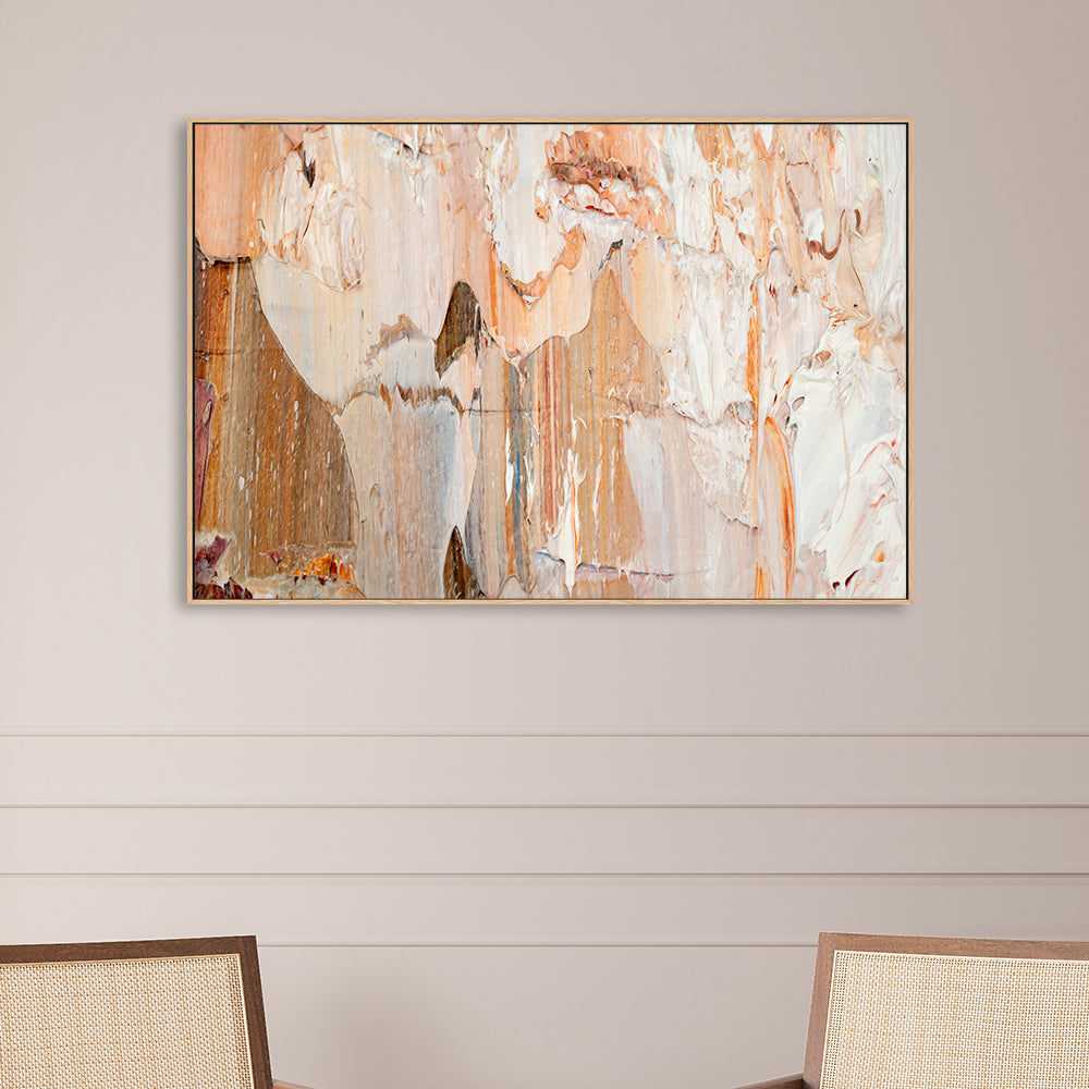 Peach and White Abstract , Hand-painted Canvas