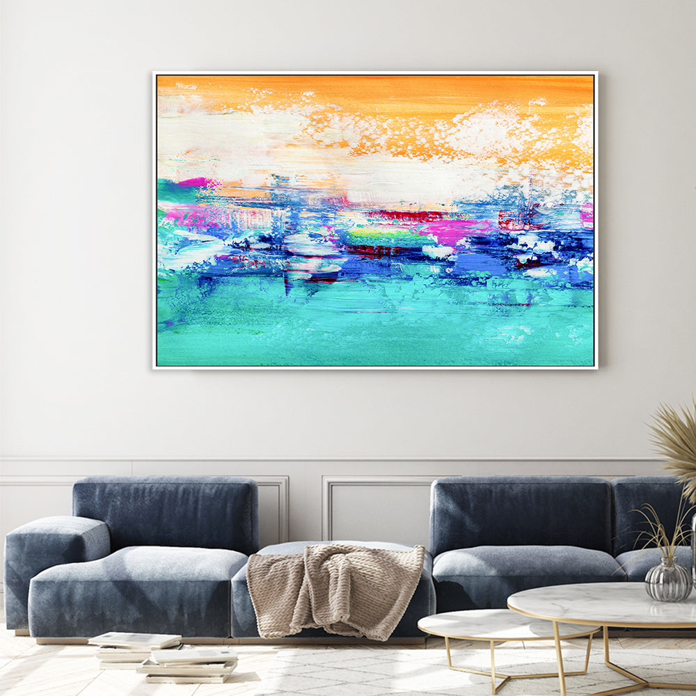 Turquoise Mood, Hand-Painted Canvas