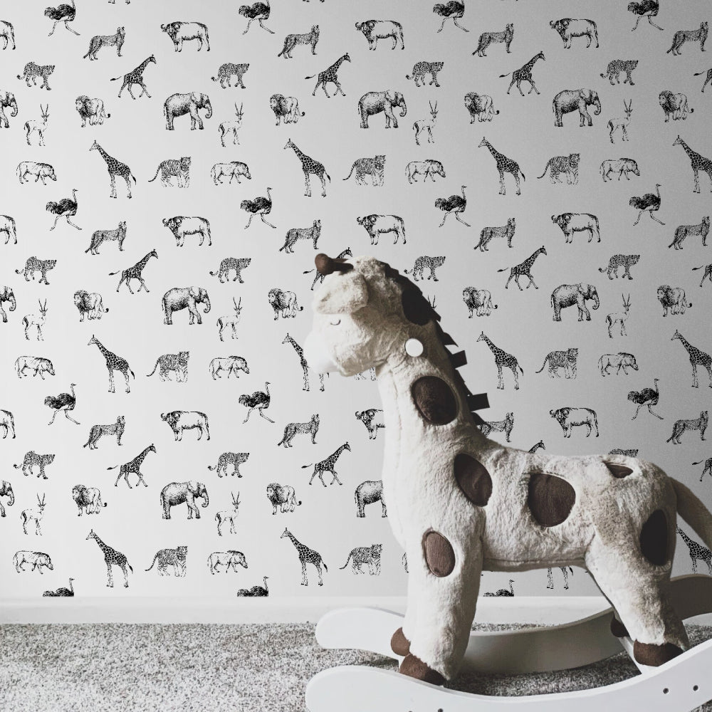 Black and White Animals-wallpaper-eco-friendly-easy-removal-GIOIA-WALL-ART